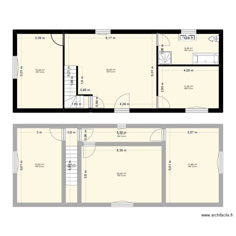 Maison de Julien 01. Plan de 9 pièces et 128 m2