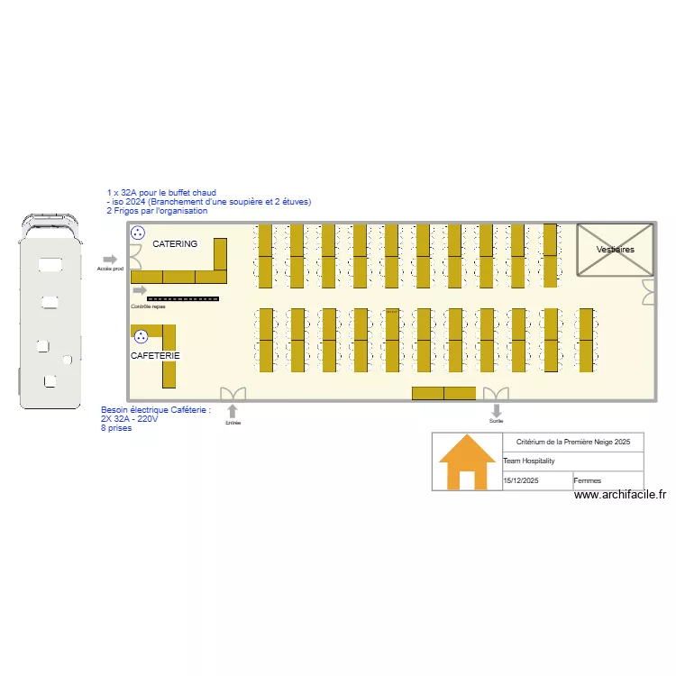 Team Hospitality 25 - Femmes V2. Plan de 1  et 302 m²