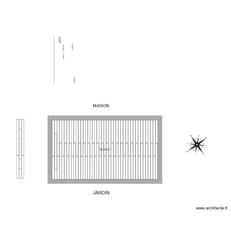 TERRASSE LAMES COMPOSITE 2. Plan de 1 Pièce et 23 m² TERRASSE LAMES COMPOSITE 2. Plan de 1 Pièce et 23 m²