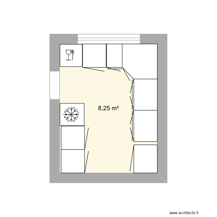 cuisine 1. Plan de 1 pièce et 8 m2