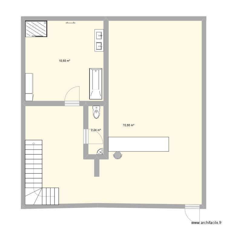 friley. Plan de 3 pièces et 91 m2