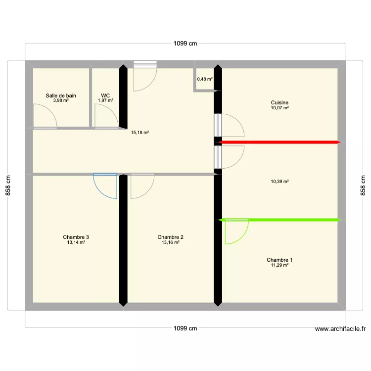 Montaigne 77m2. Plan de 