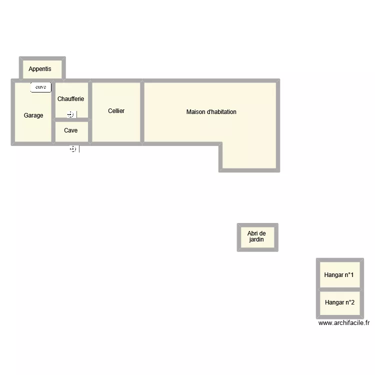 threau ependance. Plan de 9  et 119 m²