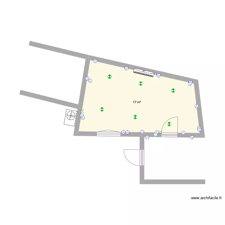 projet extension. Plan de 1  et 17 m²