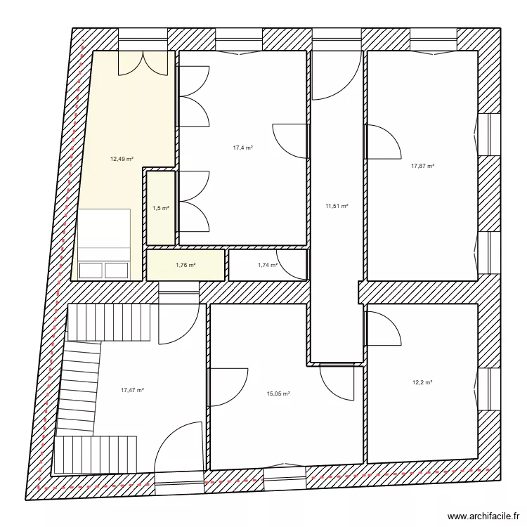 rdc B&acirc;timent 1 base. Plan de 