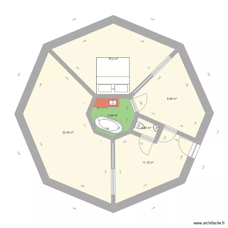 L'igloo. Plan de 6  et 64 m²