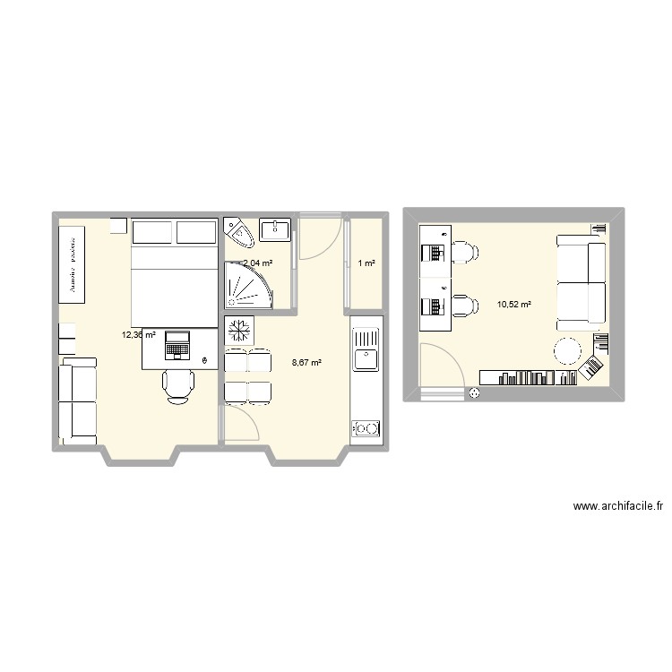 Versailles. Plan de 5 pièces et 35 m2