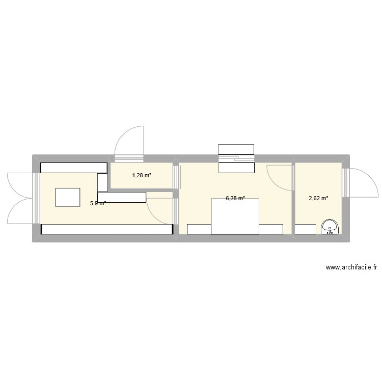 ceo. Plan de 4 pièces et 16 m2