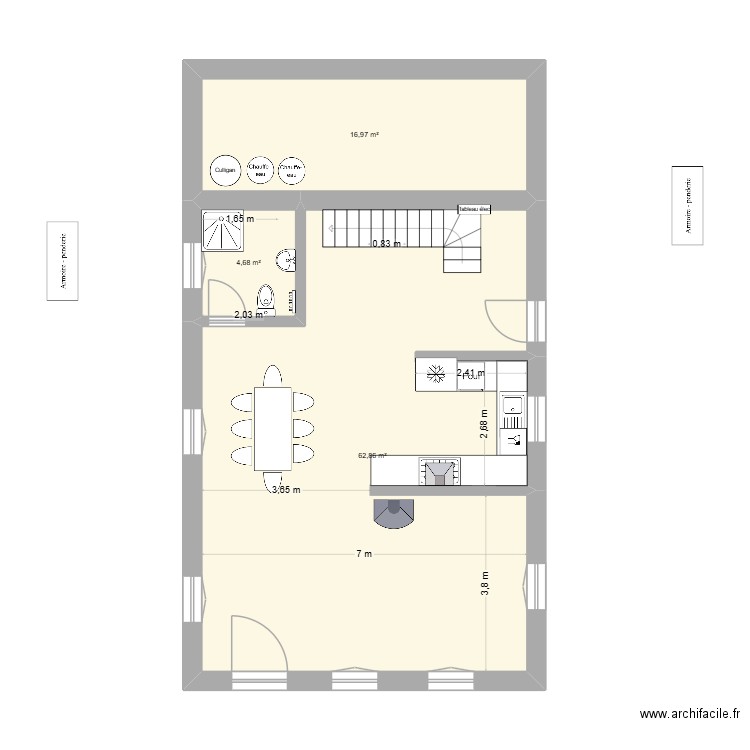 rez Vuissens Projet v99. Plan de 3 pièces et 85 m2