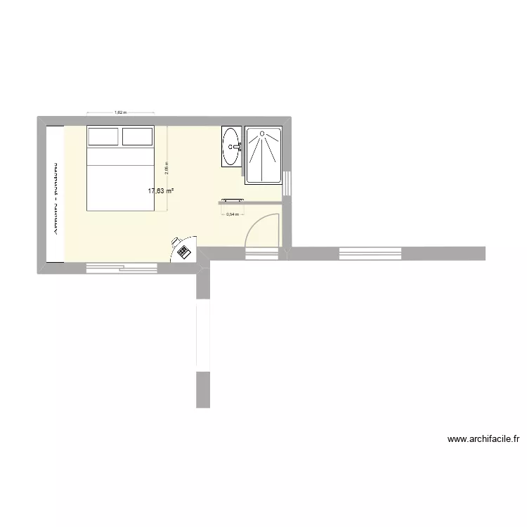 Extension 1. Plan de 1  et 18 m²
