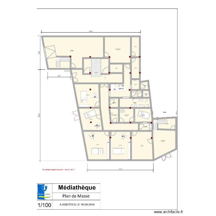 cab mediatheque structure. Plan de 25 pièces et 379 m2