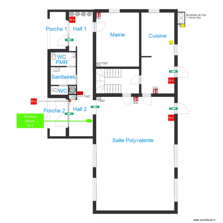 Plan Salle et Mairie St Vigor des mezerets. Plan de 