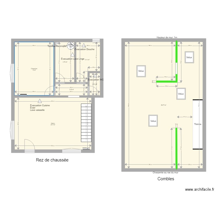 Maison Evacuations. Plan de 0 pièce et 0 m2