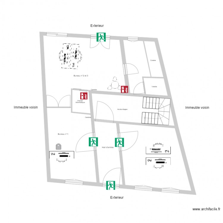 Apt Bureau Plan évacuation. Plan de 0 pièce et 0 m2