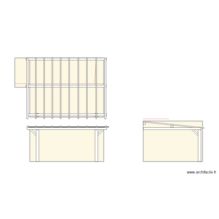 Terrasse vue dessus. Plan de 4 pièces et 44 m2