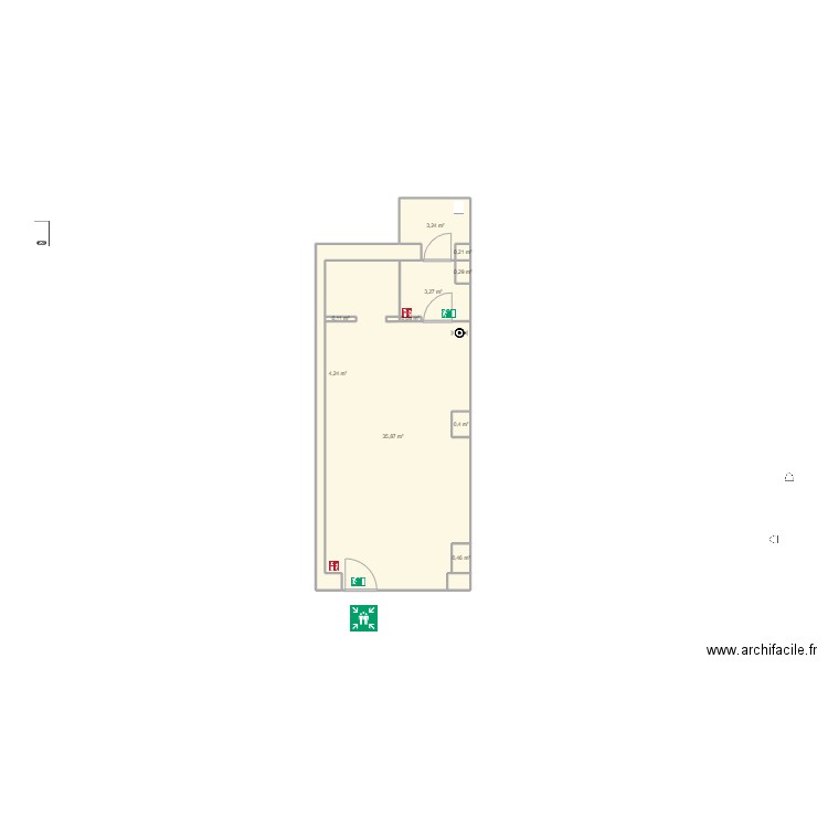 Dolce e salato. Plan de 10 pièces et 48 m2