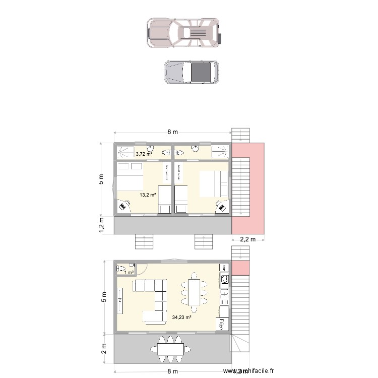 PC - BRAYE Mihimana V2. Plan de 6 pièces et 69 m2