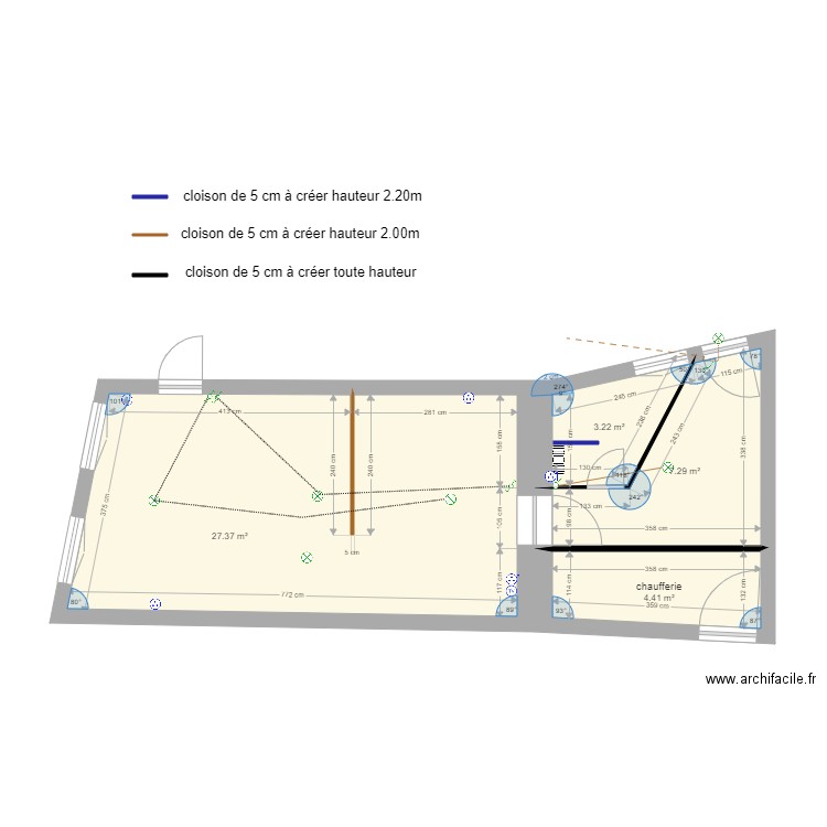 maison du 12 rdc Elec actuelle et cloison à créer. Plan de 0 pièce et 0 m2