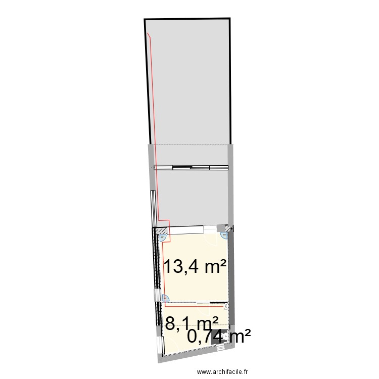 plan snack. Plan de 3 pièces et 22 m2