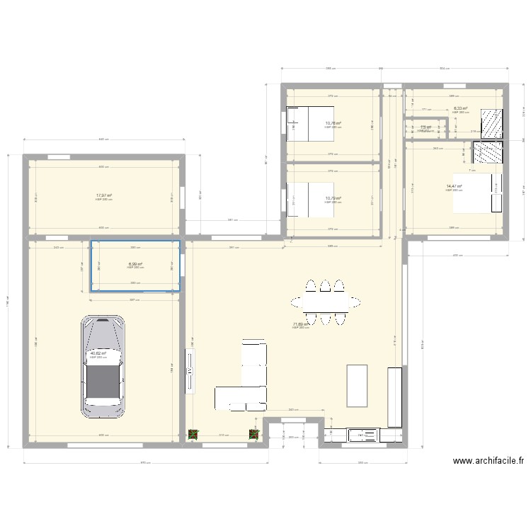 Maison José. Plan de 9 pièces et 181 m2