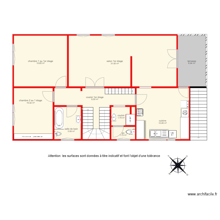 bi3718 1er étage. Plan de 0 pièce et 0 m2