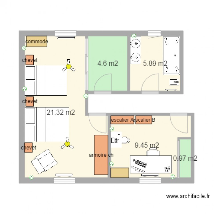 coin nuit parent stporchaire. Plan de 0 pièce et 0 m2