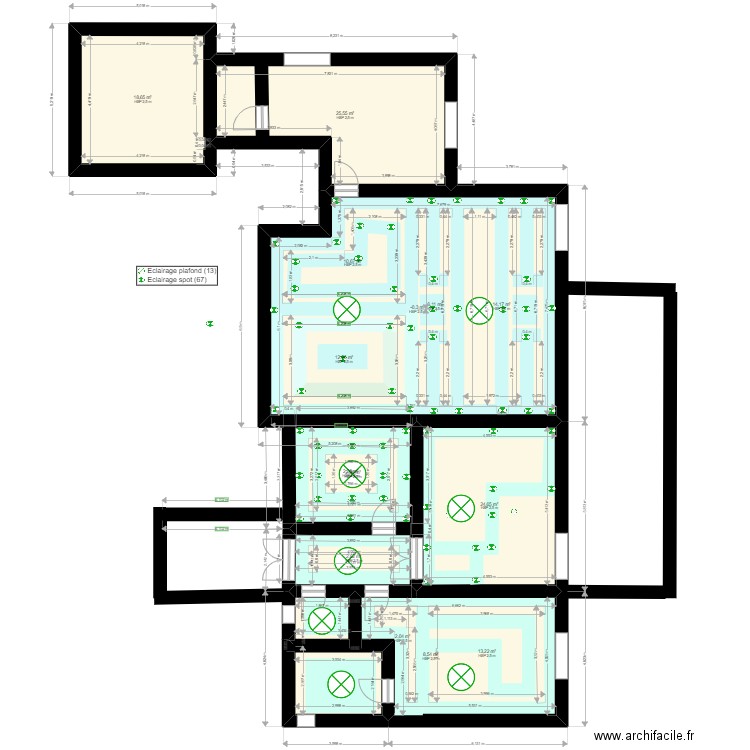 PLAN ELECTRICITE 06. Plan de 14 pièces et 244 m2