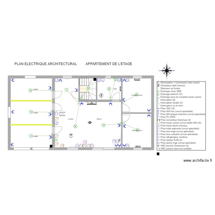 Plan Electrique Etage. Plan de 0 pièce et 0 m2