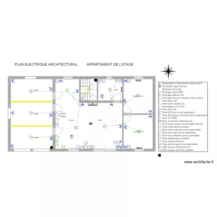Plan Electrique Etage. Plan de 