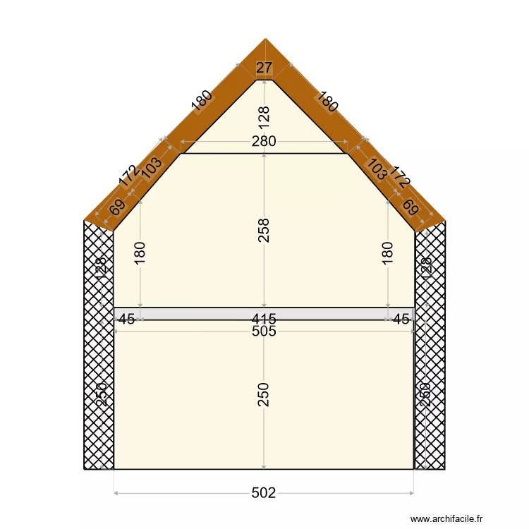 Profil maison. Plan de 