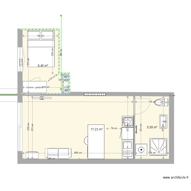 studio bas fini. Plan de 0 pièce et 0 m2