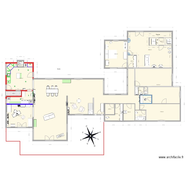 Le JARD CHAMBRES. Plan de 26 pièces et 290 m2