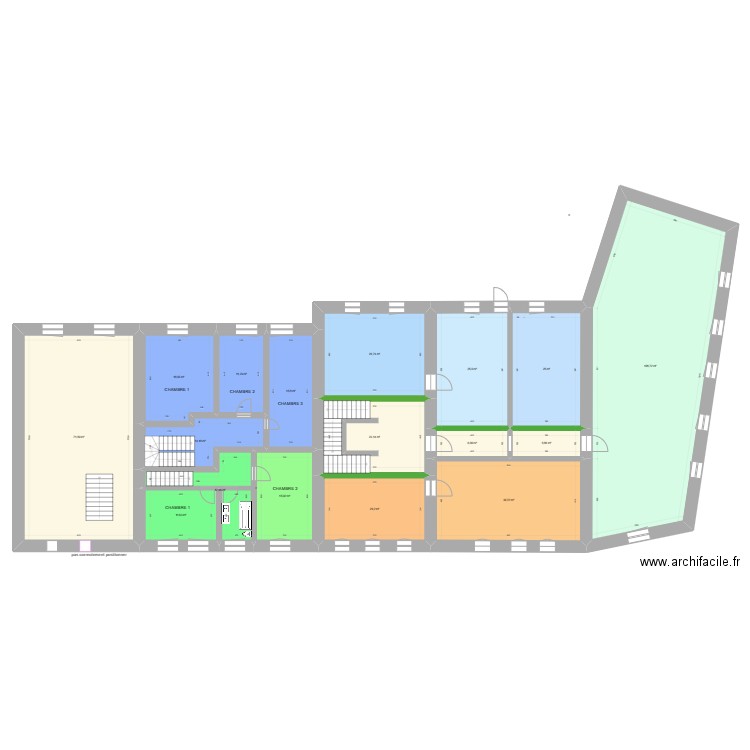 Mussy la ville niveau 2 mur porteur. Plan de 17 pièces et 449 m2