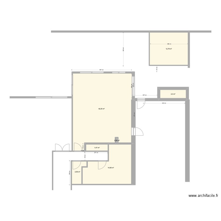 Projet travaux 2022 032022bis. Plan de 7 pièces et 76 m2