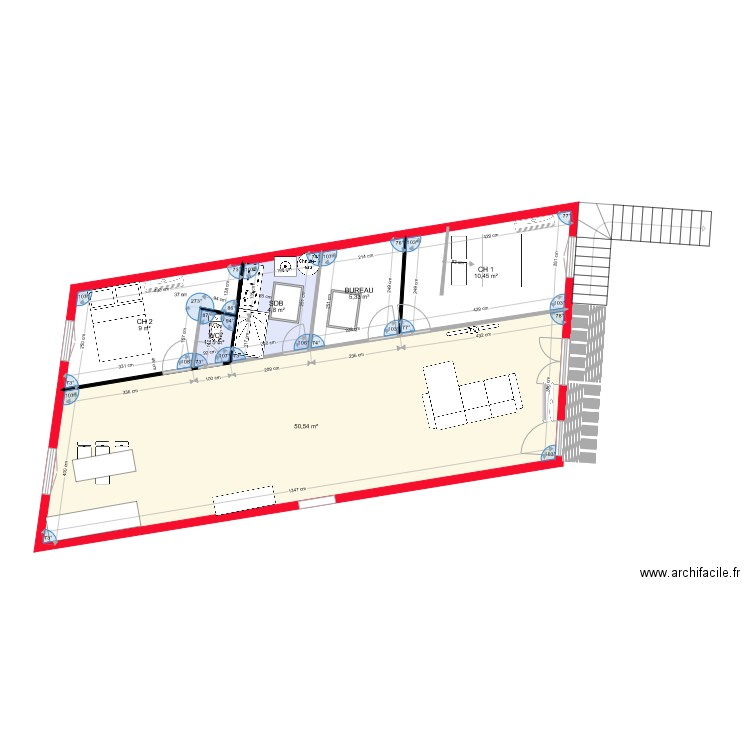 grand appart 3 ch VELUX JEJE wc a cote ch2. Plan de 6 pièces et 81 m2