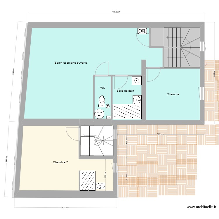Plan des 2 appartements. Plan de 25 pièces et 267 m2