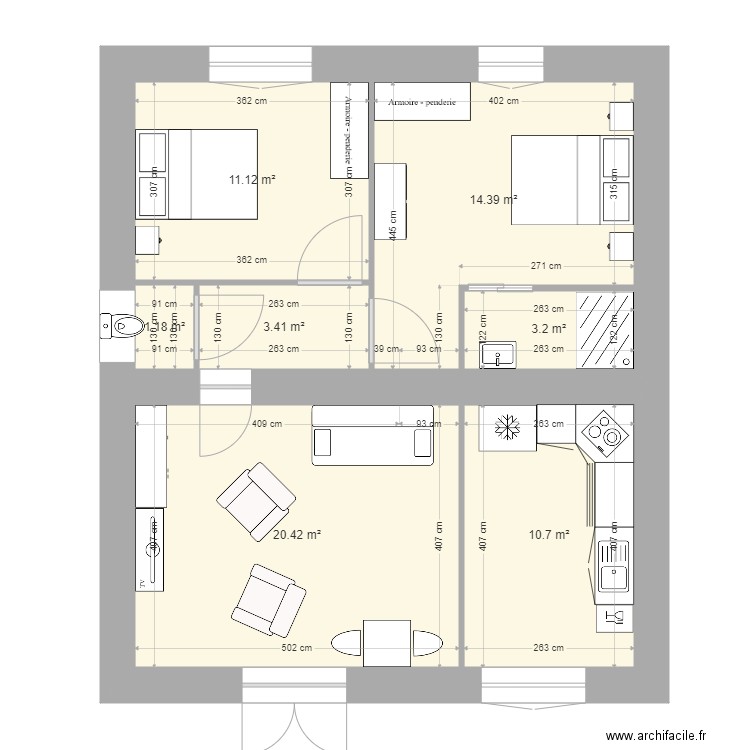 appartement mamie idée 3. Plan de 0 pièce et 0 m2