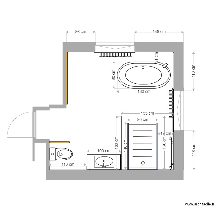 Sallede bain Charles Martel. Plan de 0 pièce et 0 m2