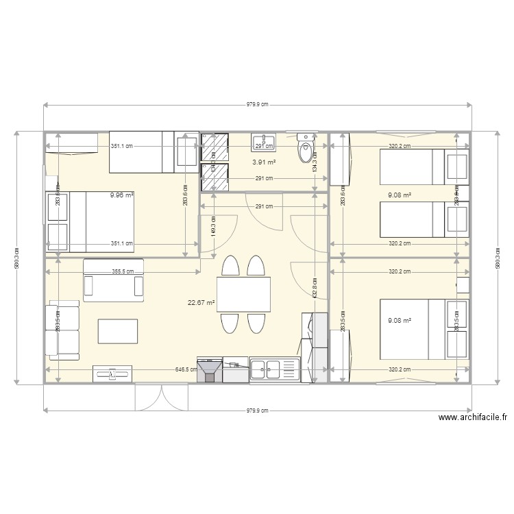 MODELE VENDEE 60M2 AVEC 3 CHAMBRES. Plan de 0 pièce et 0 m2