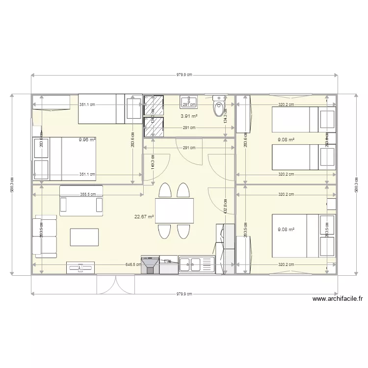 MODELE VENDEE 60M2 AVEC 3 CHAMBRES. Plan de 