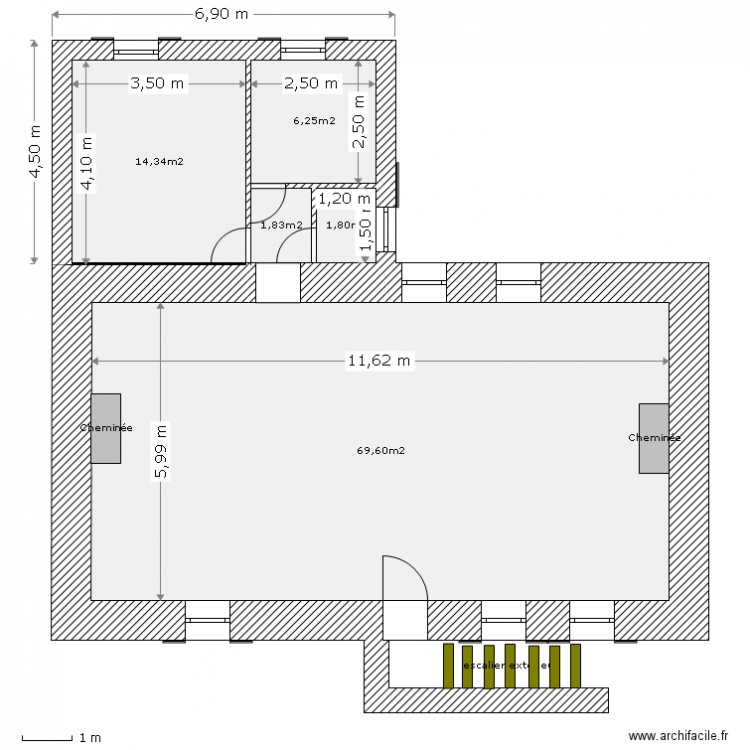 MAISON DUBOIS - LAS RUAS - APRES EXTENSION BATIMENT. Plan de 0 pièce et 0 m2