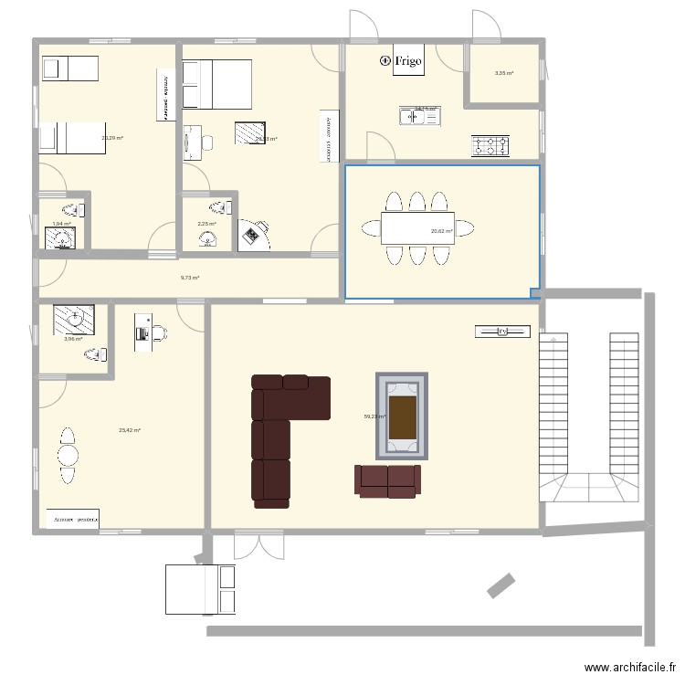 Plan 3 chambre  salon. Plan de 0 pièce et 0 m2