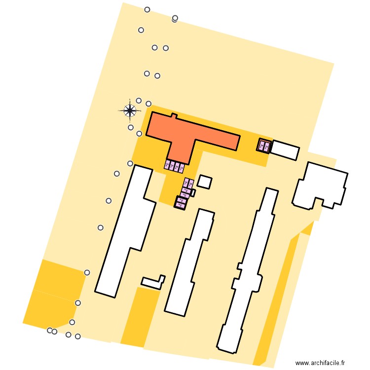 cadastre couleur parking existant. Plan de 11 pièces et 3158 m2