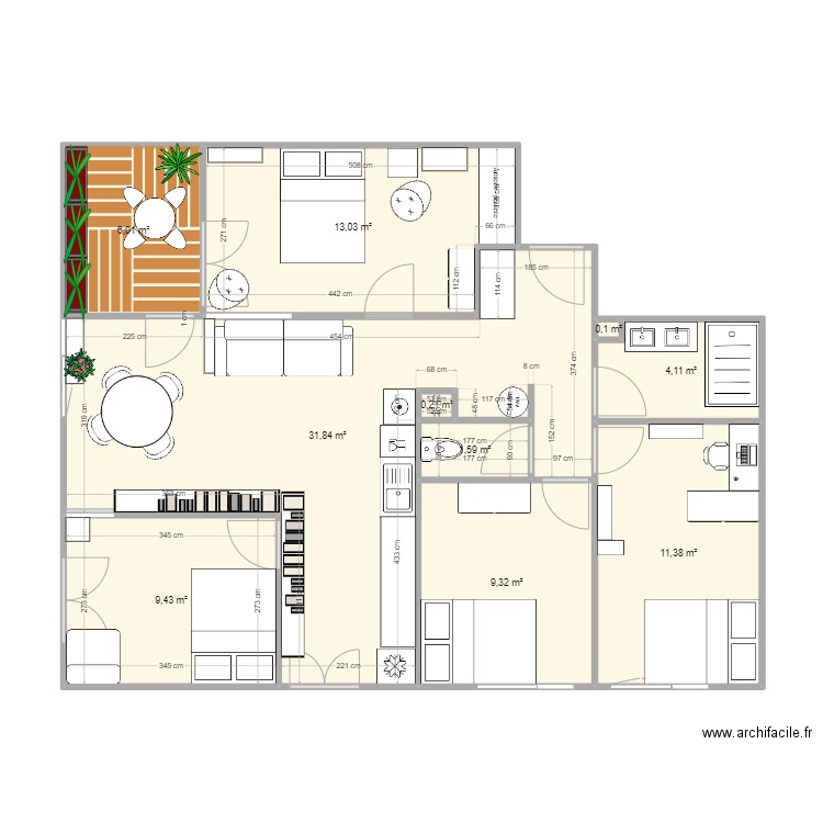 test 6. Plan de 10 pièces et 87 m2