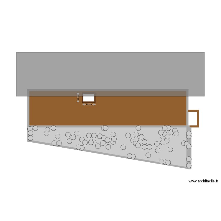 façade est originale. Plan de 3 pièces et 35 m2