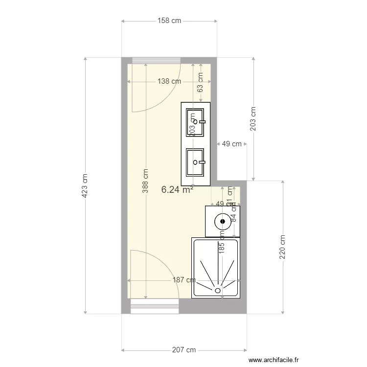 Salle de bain Les Peupliers. Plan de Salle de bain Les Peupliers. Plan de