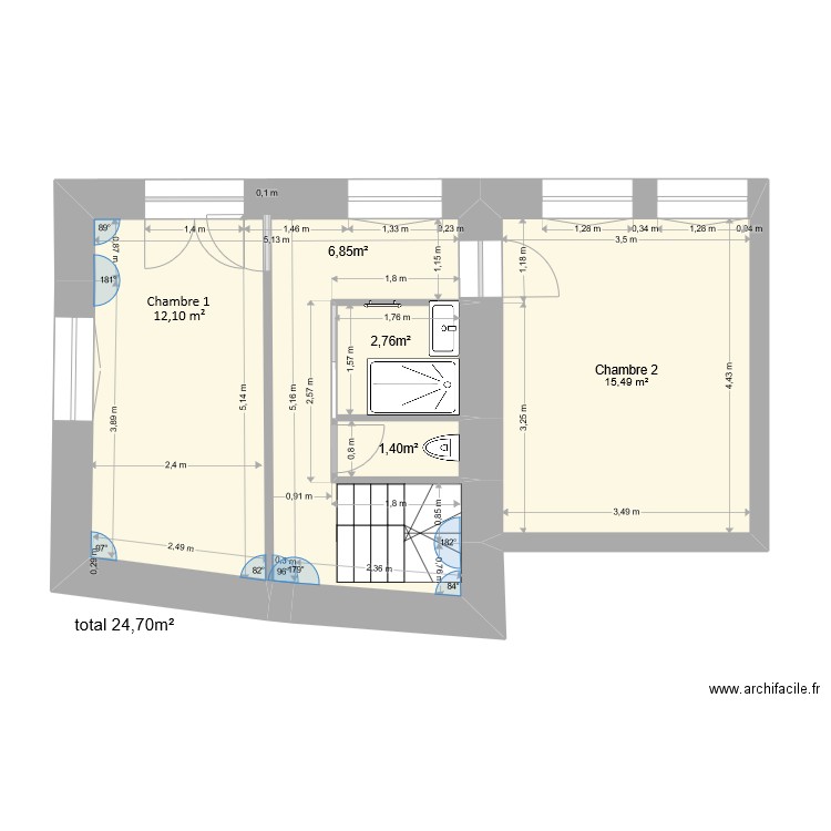 1er etage saint aubin sdb modifié ALEX. Plan de 0 pièce et 0 m2