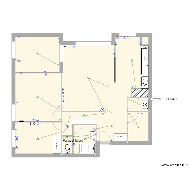 Engelbert. Plan de 9 pièces et 79 m2