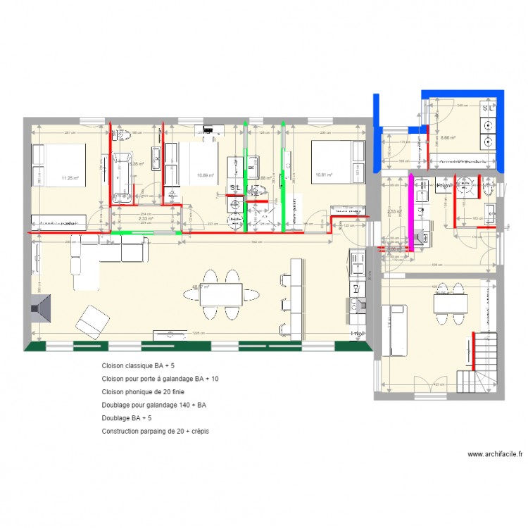 MAISON finie avec doublage et cloisons. Plan de 0 pièce et 0 m2