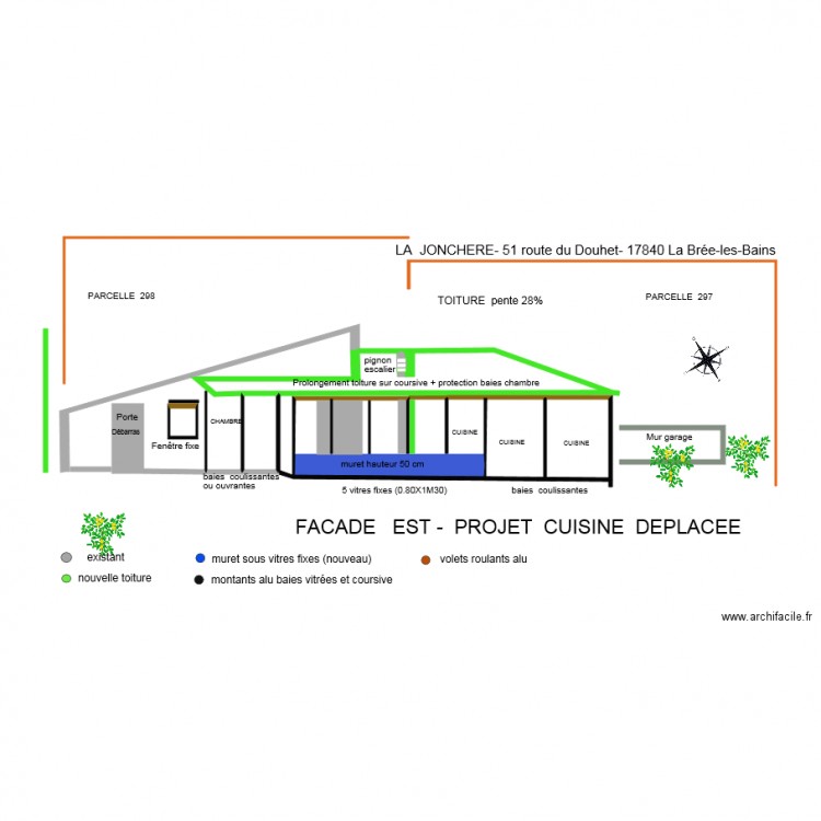 LA  JONCHERE  FACADE  DUNE  PROJET  CUISINE  DEPLACEE. Plan de 0 pièce et 0 m2